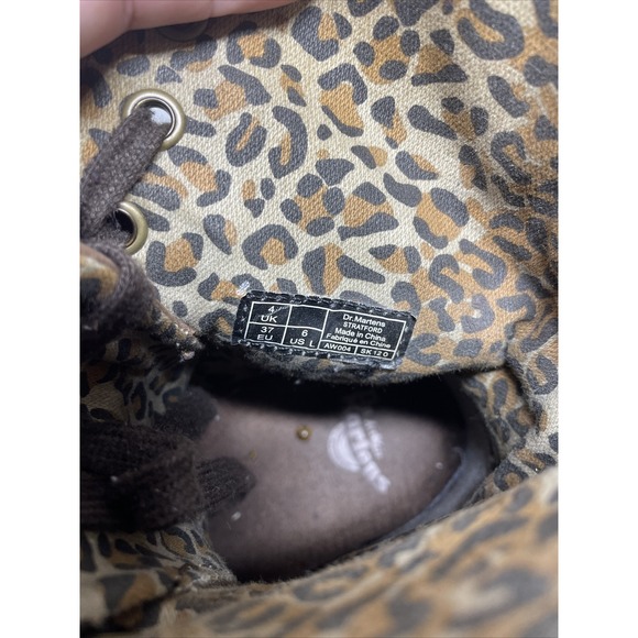 Dr. Martens Stratford Brown Leather Boots Size 6 L Women's Cheetah Print Ladies - Picture 7 of 14